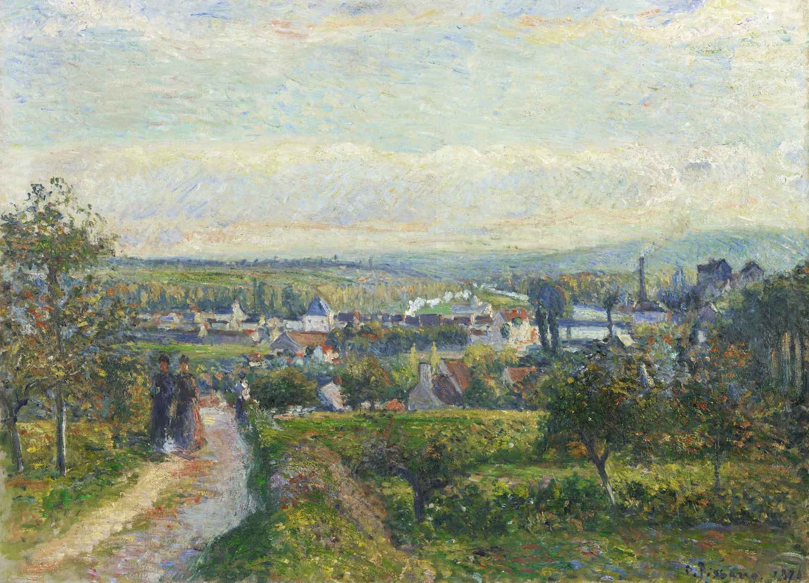 Impressionist Landscape "View of the Village" Wall Art