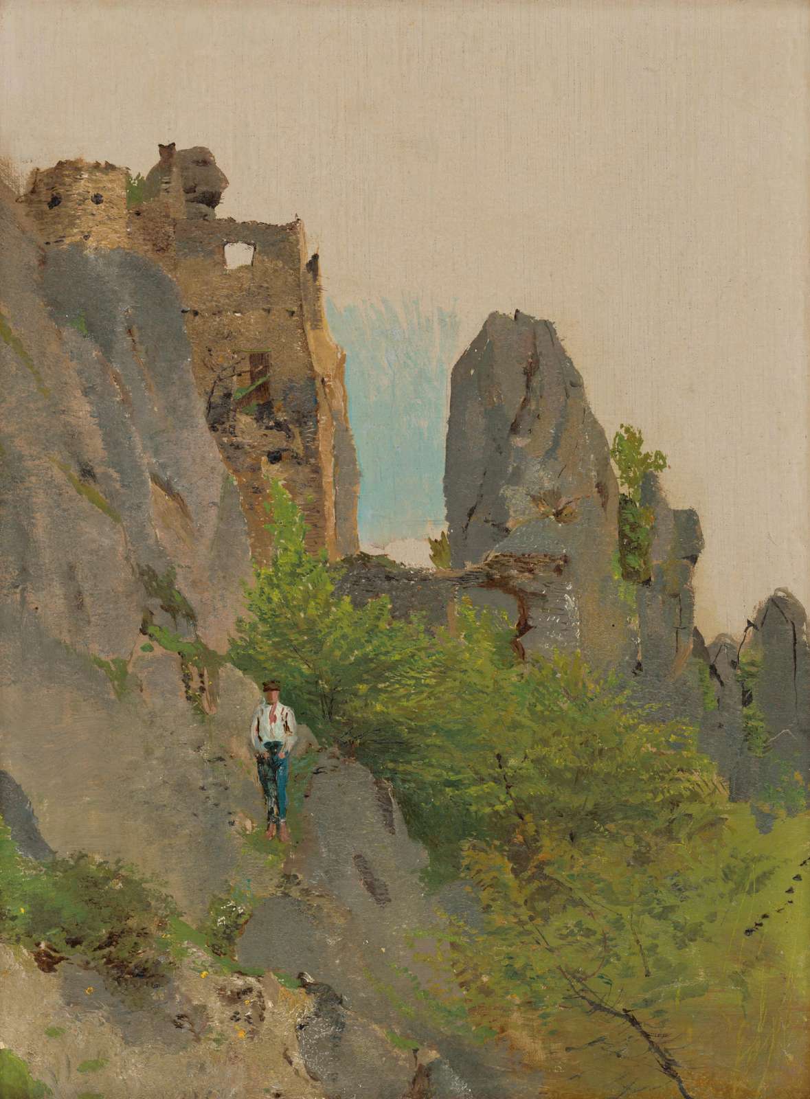 Victorian Traveler Ruins Landscape Wall Art