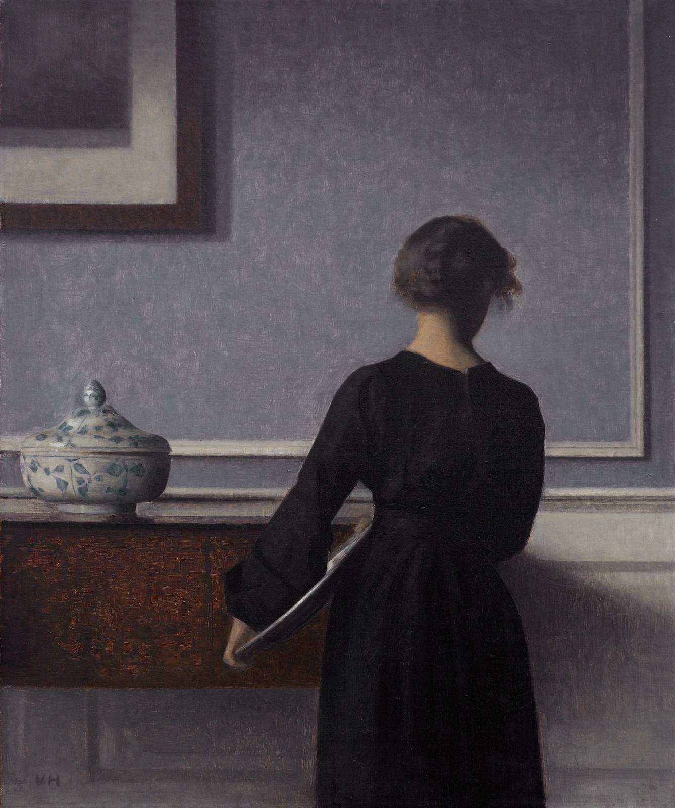 Elegant Woman in Black Dress Wall Art