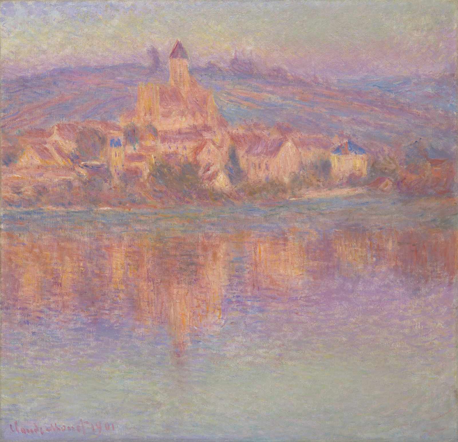 Impressionist Riverside Town Wall Art