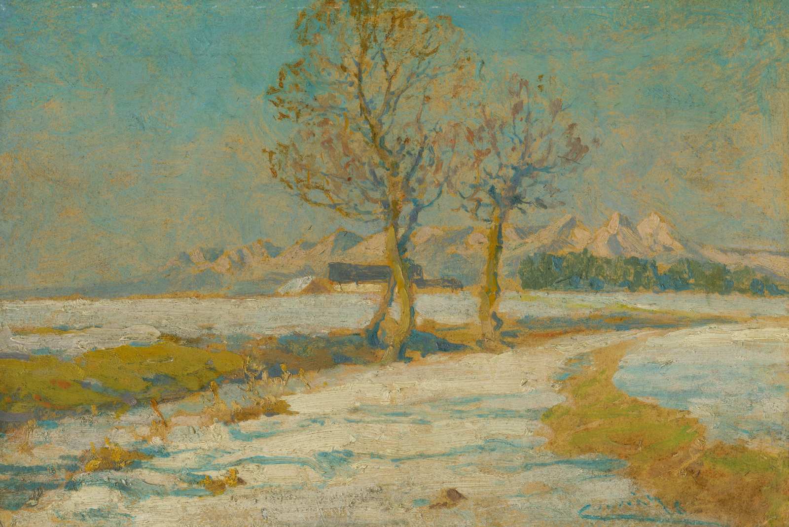 Winter Landscape with Mountains Wall Art