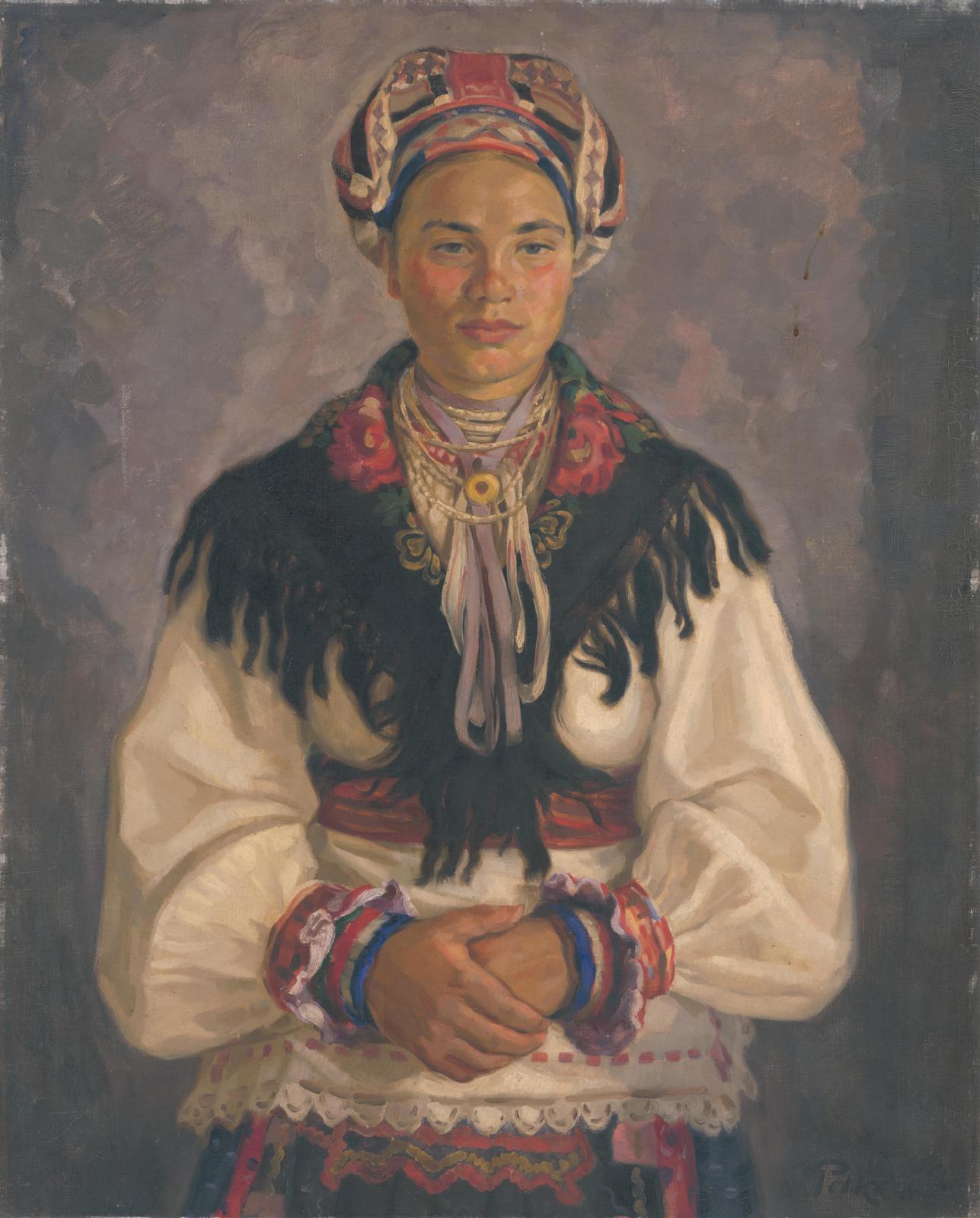 Elegant Portrait of a Woman in Traditional Attire Wall Art
