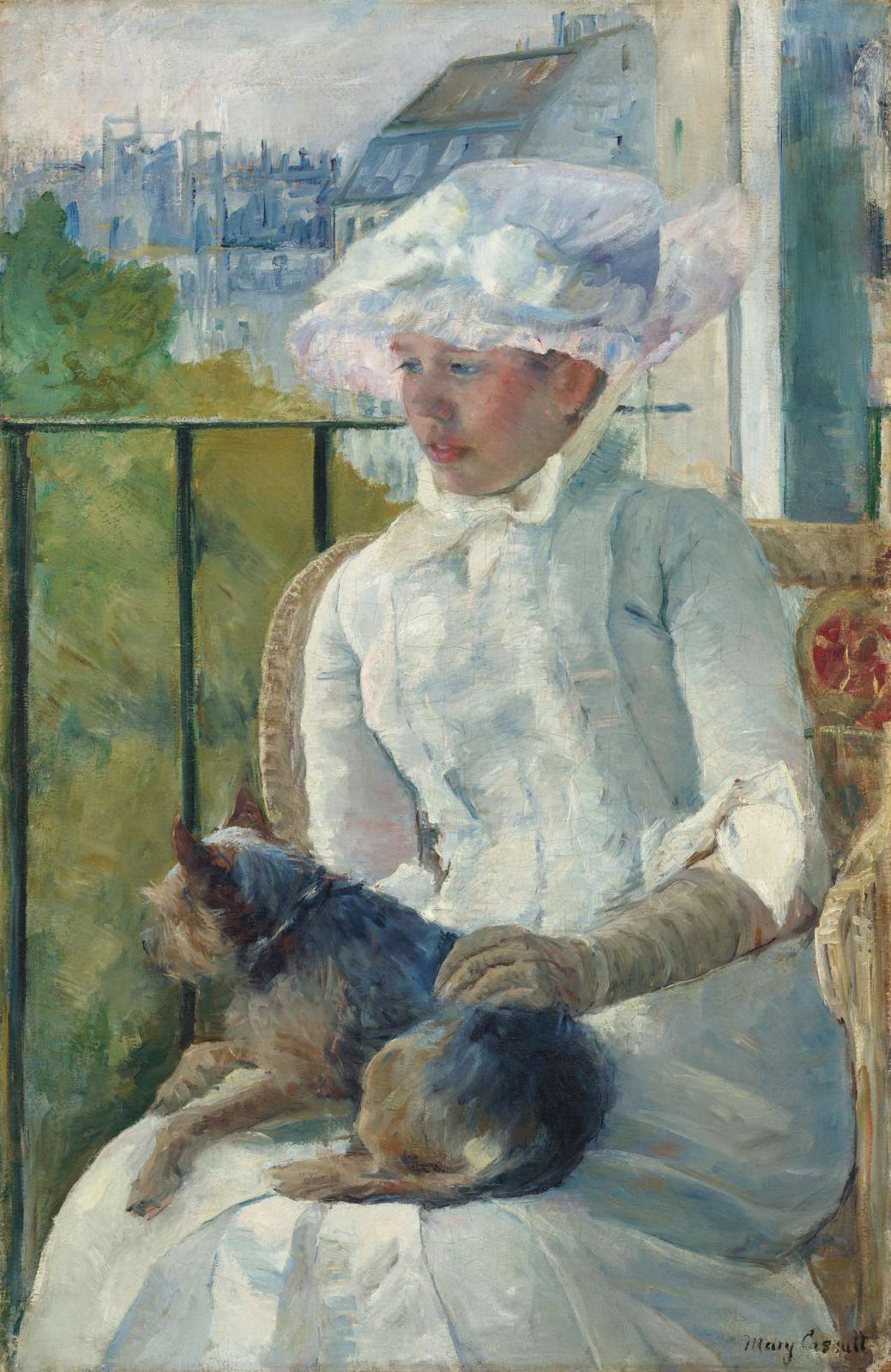 Impressionist Girl with Dog Wall Art