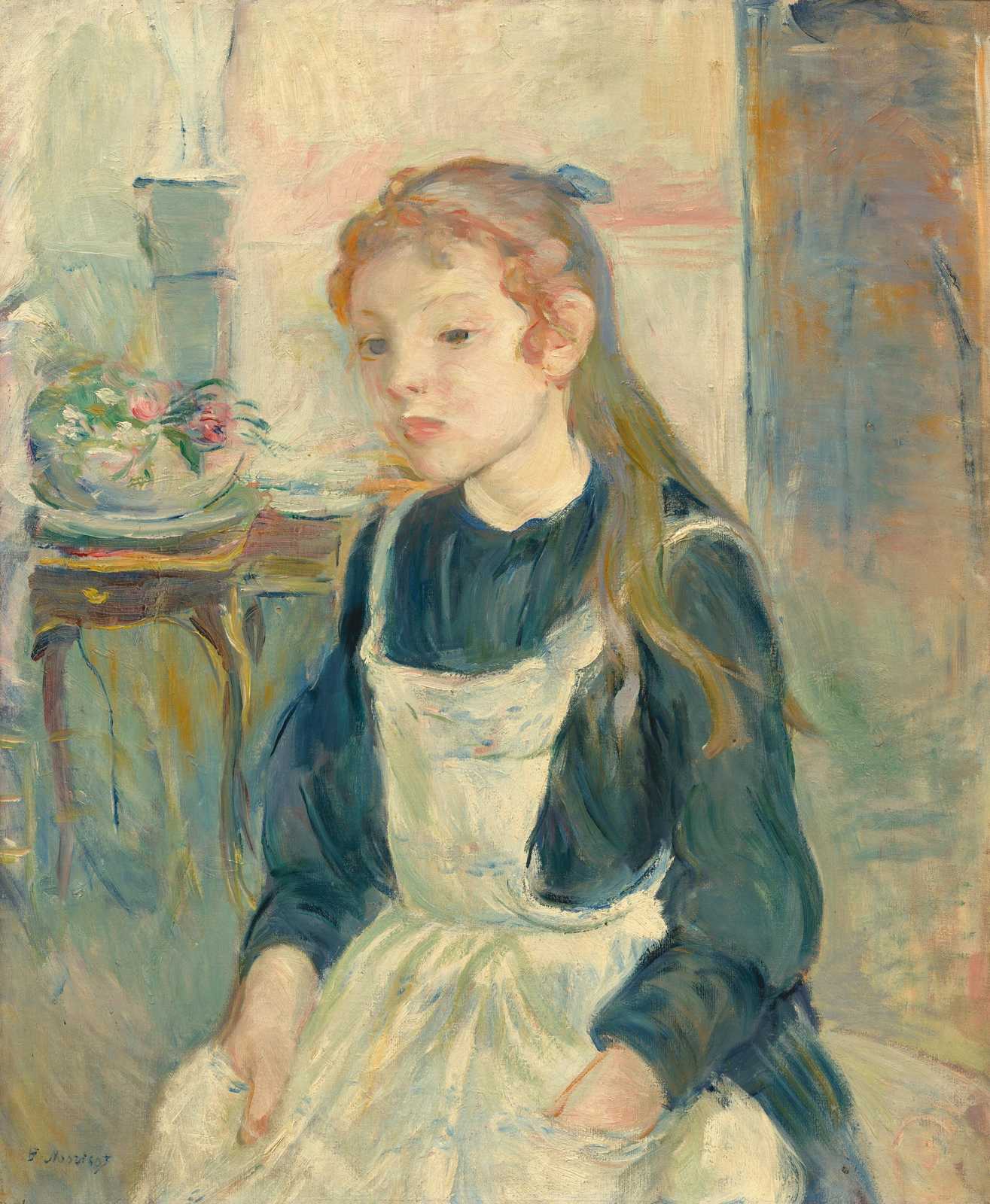 Impressionist Girl with Flowers Wall Art