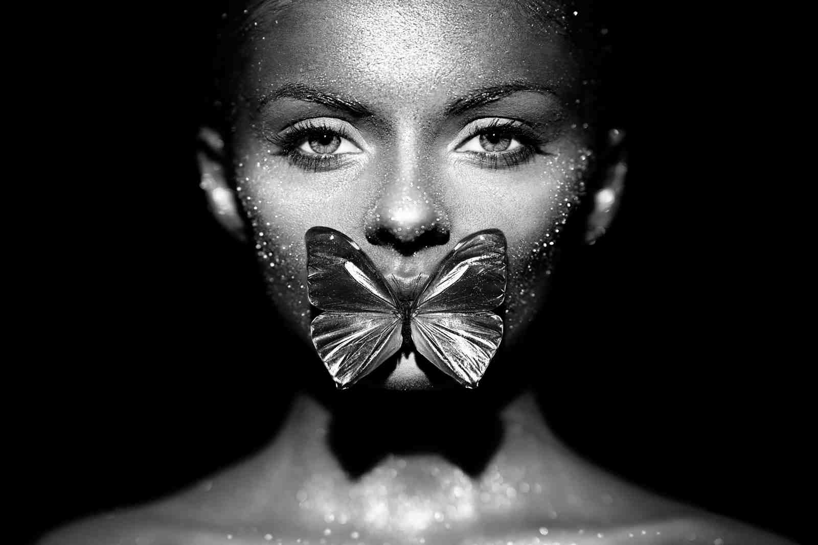 Striking Butterfly Whisper Black and White Wall Art