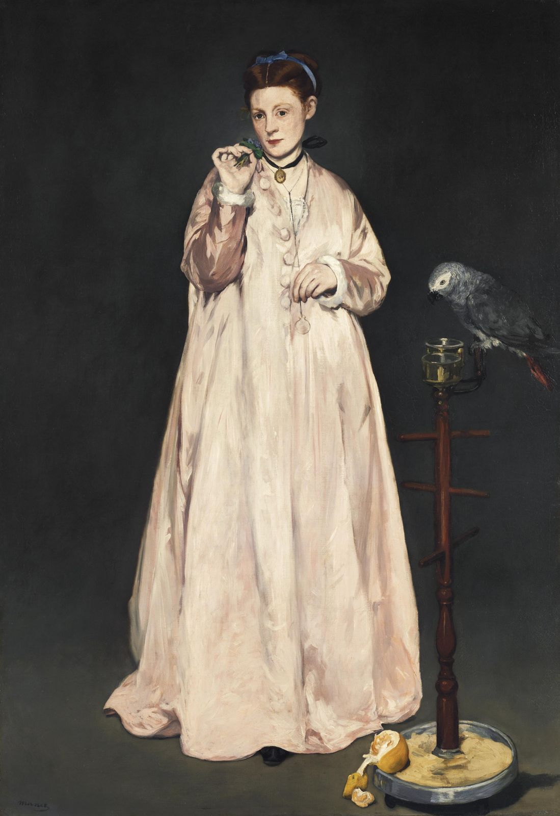 Young Woman with a Parrot Wall Art
