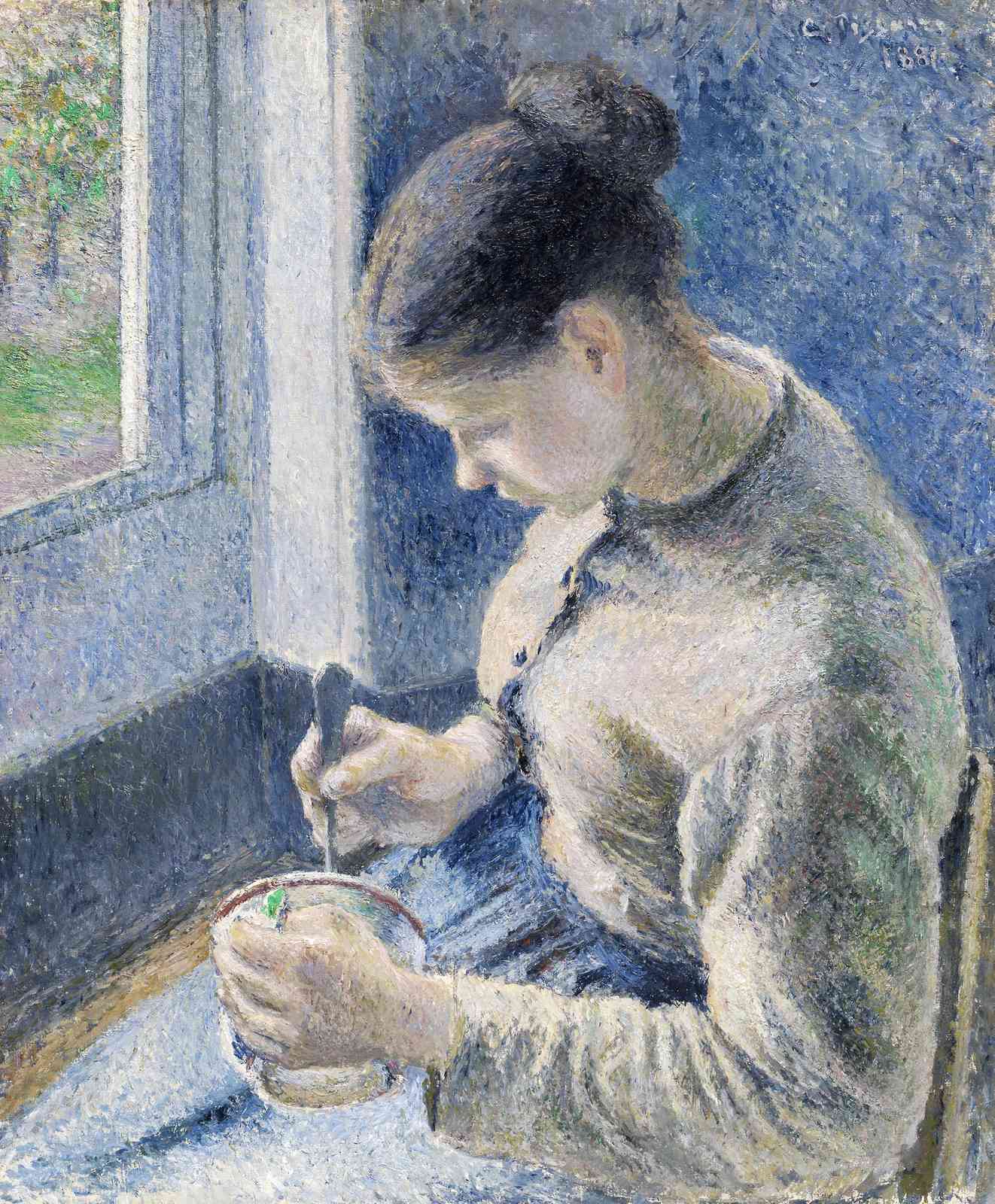 Serene Woman by Window "Girl with Bowl" Wall Art