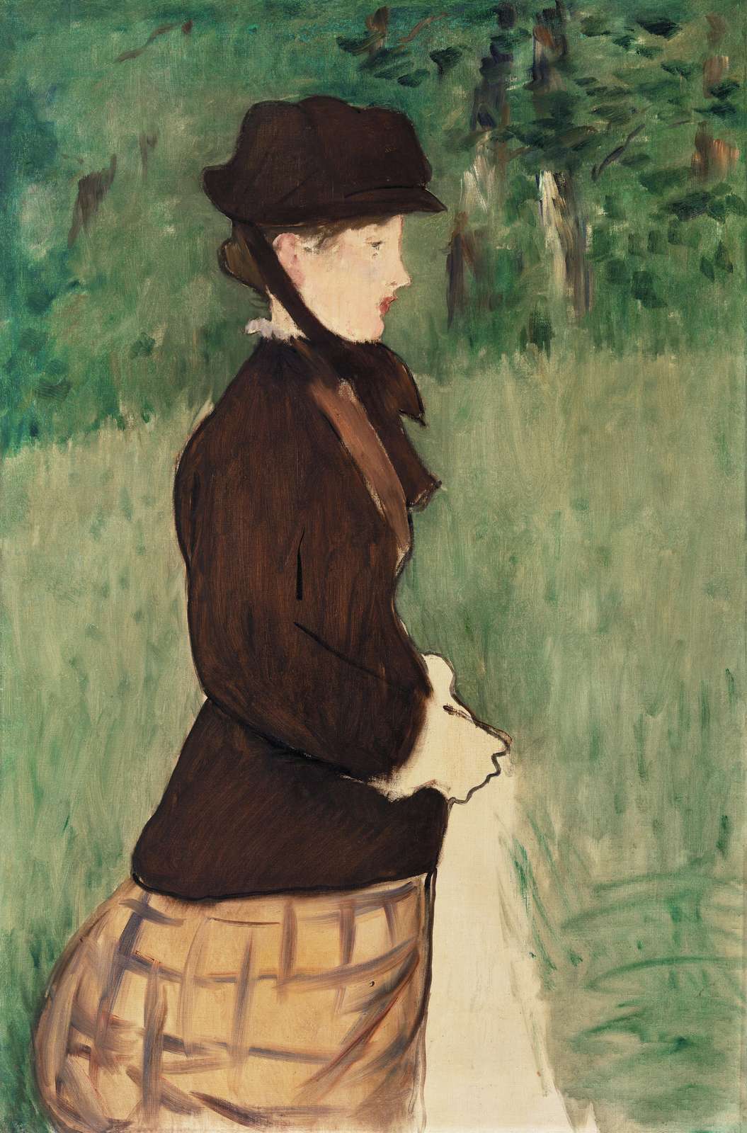 Elegant Woman in Hat Impressionist Art Wall Art