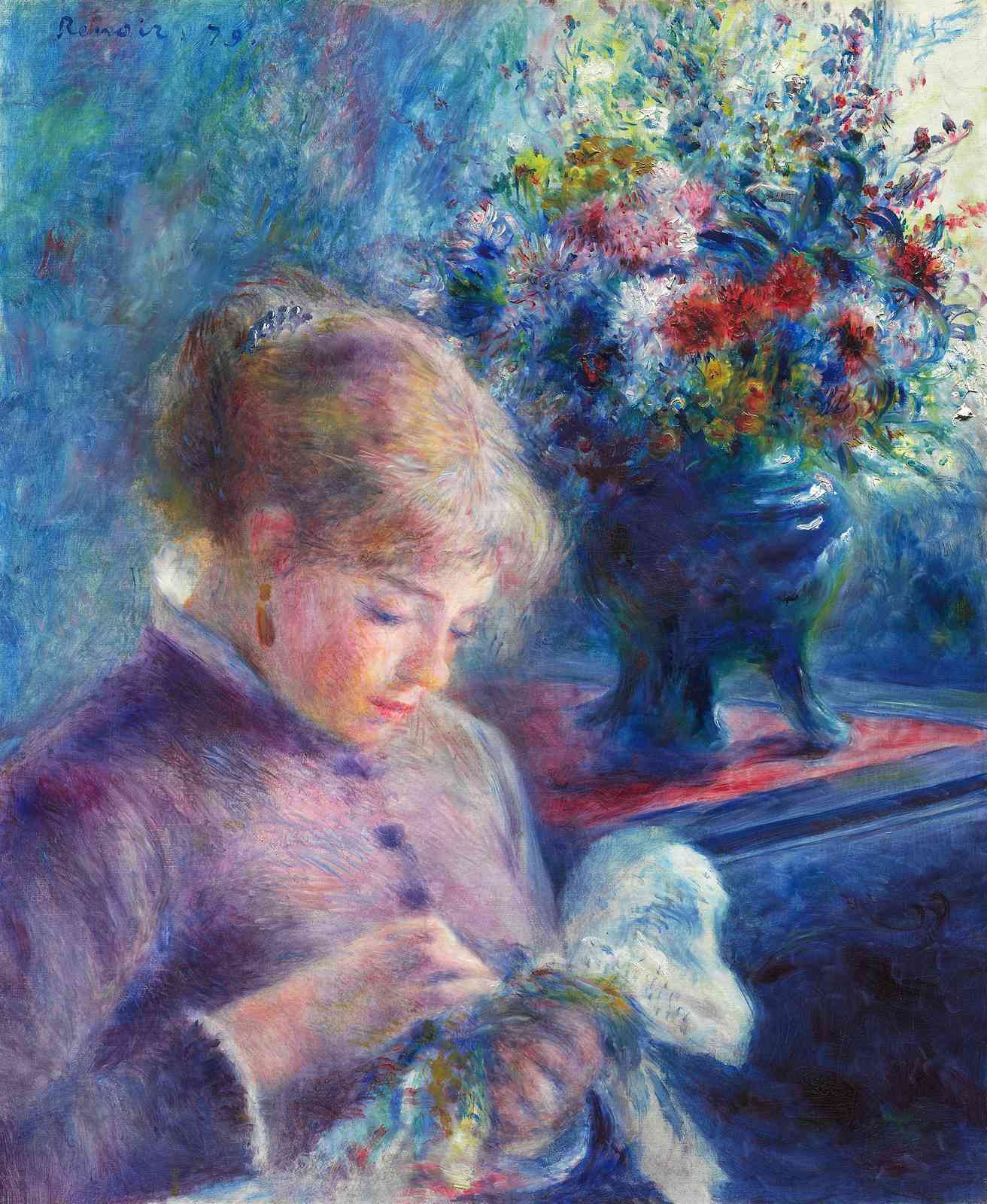 Renoir "Young Girl Sewing" Impressionist Wall Art