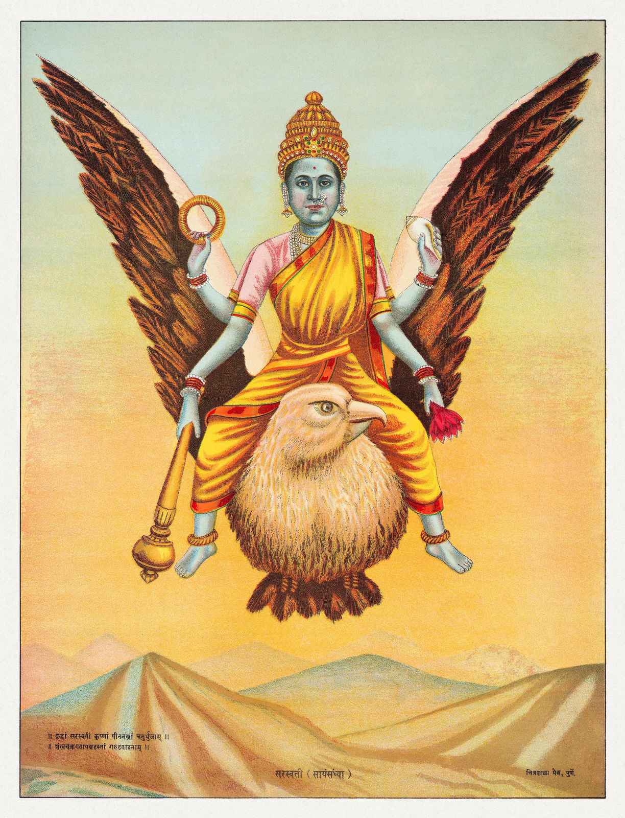 Divine Saraswati on Eagle Wall Art
