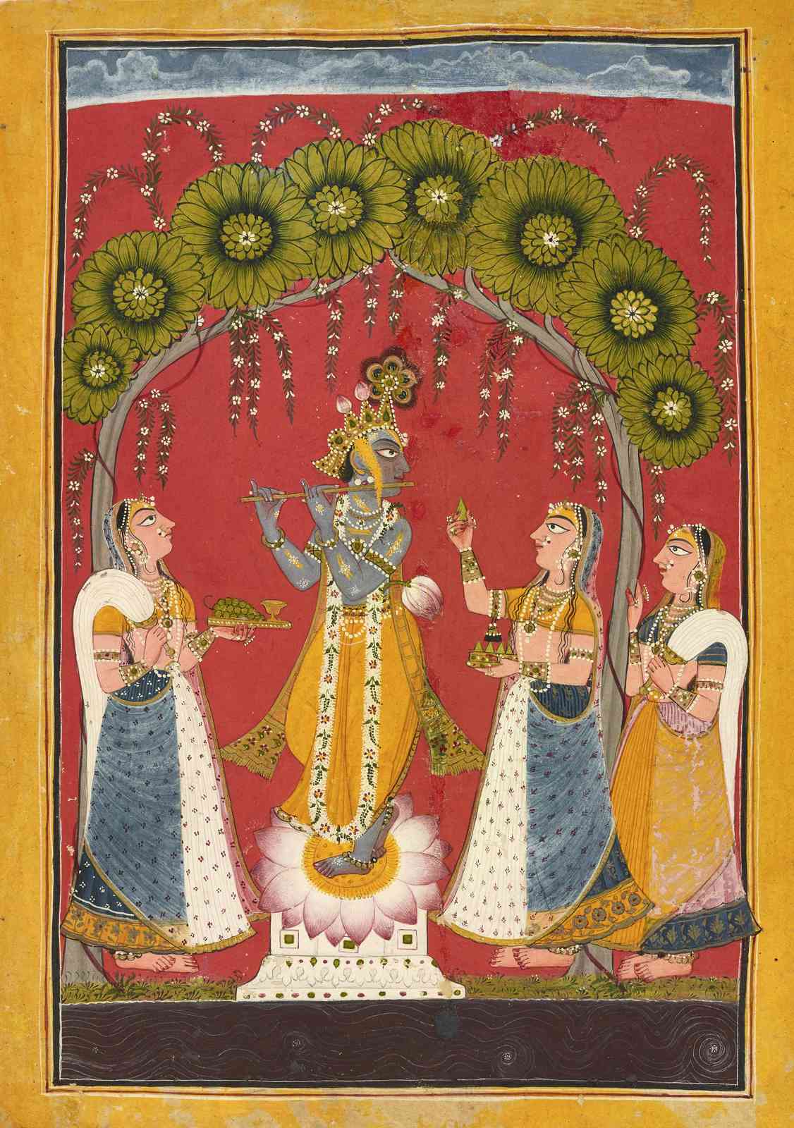 Lord Krishna Flute Player Indian Art Wall Art