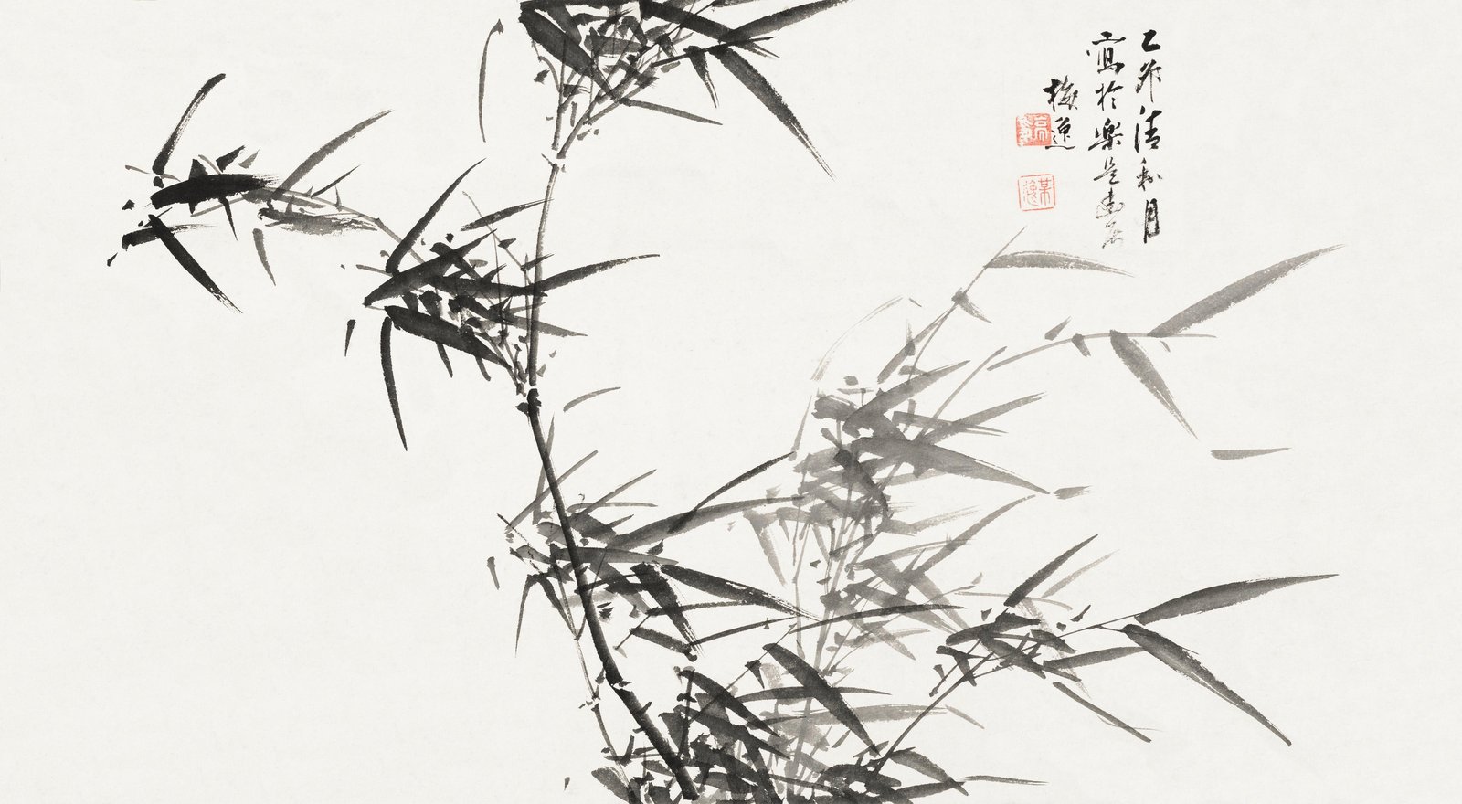Zen Bamboo Ink Painting Wall Art