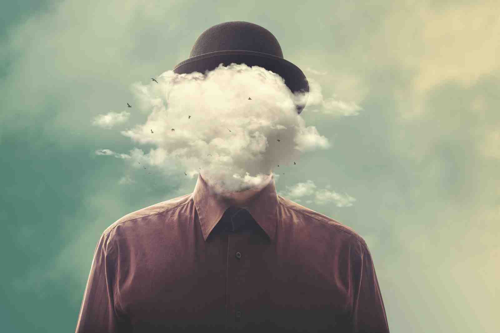 Surreal Cloud Head Man Wall Art