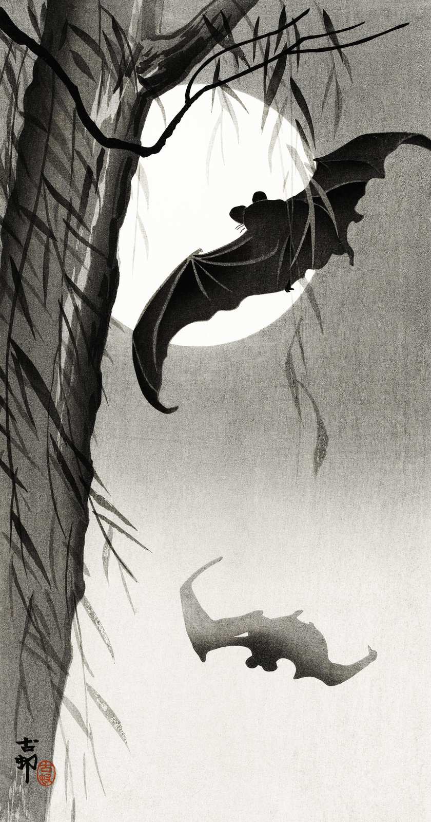 Mystic Bats Moonlit Willow Wall Art