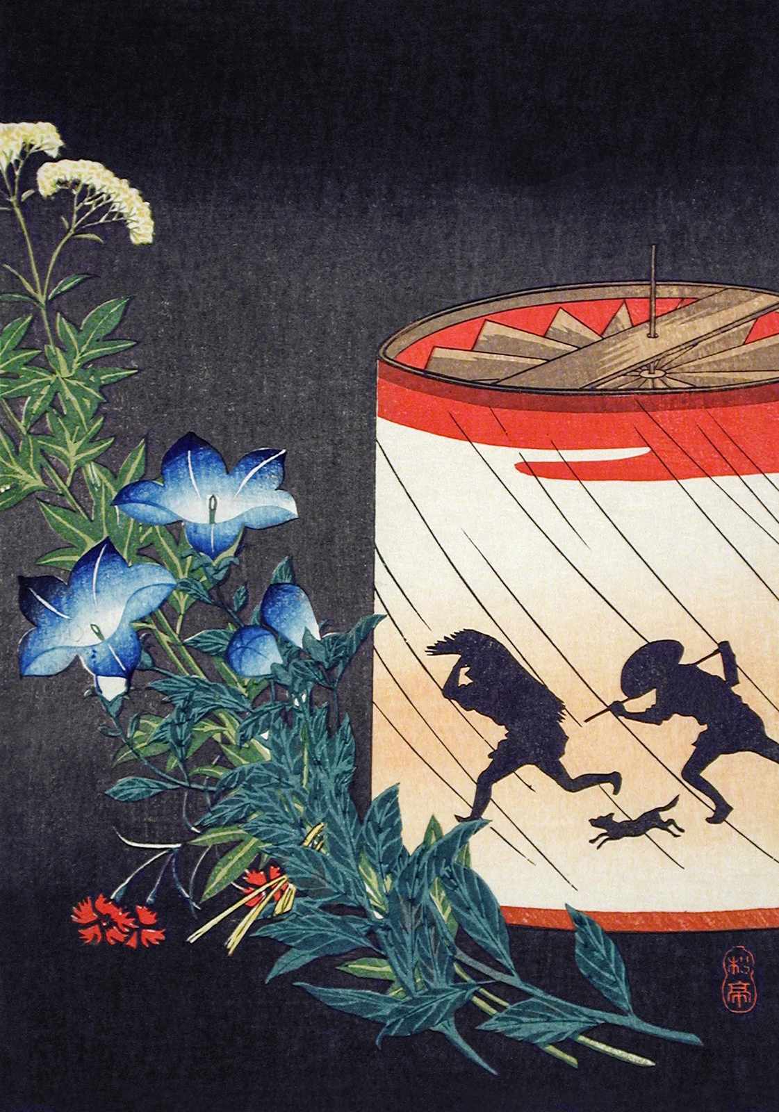 Japanese Bellflower & Rain Scene Wall Art