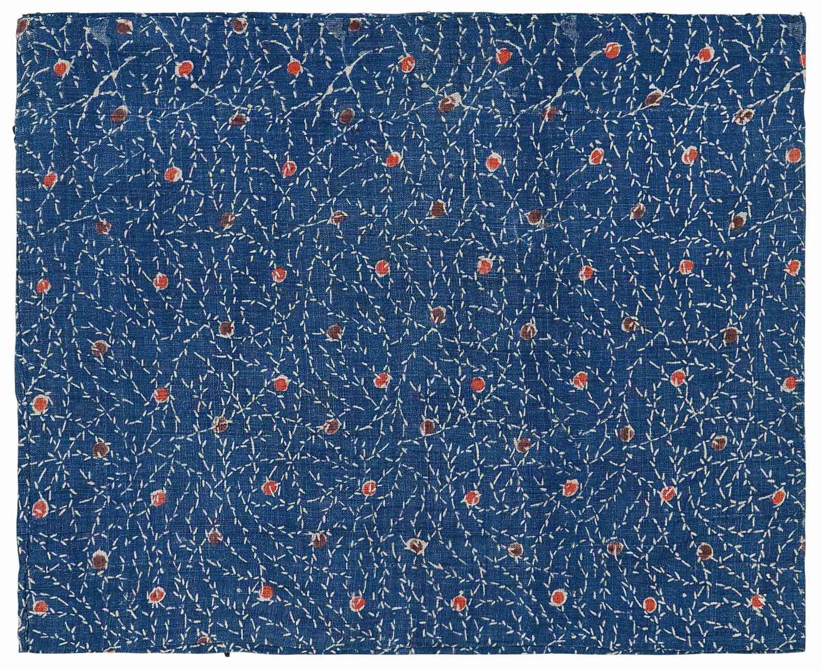 Indigo Floral Branch Red Berry Wall Art