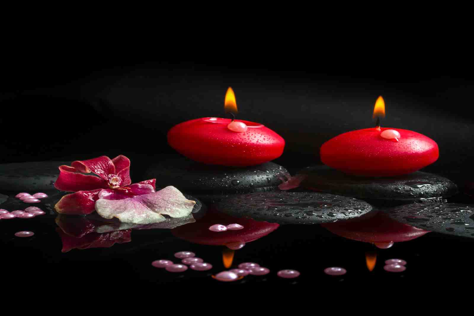 Zen Spa Red Candles & Orchid Wall Art
