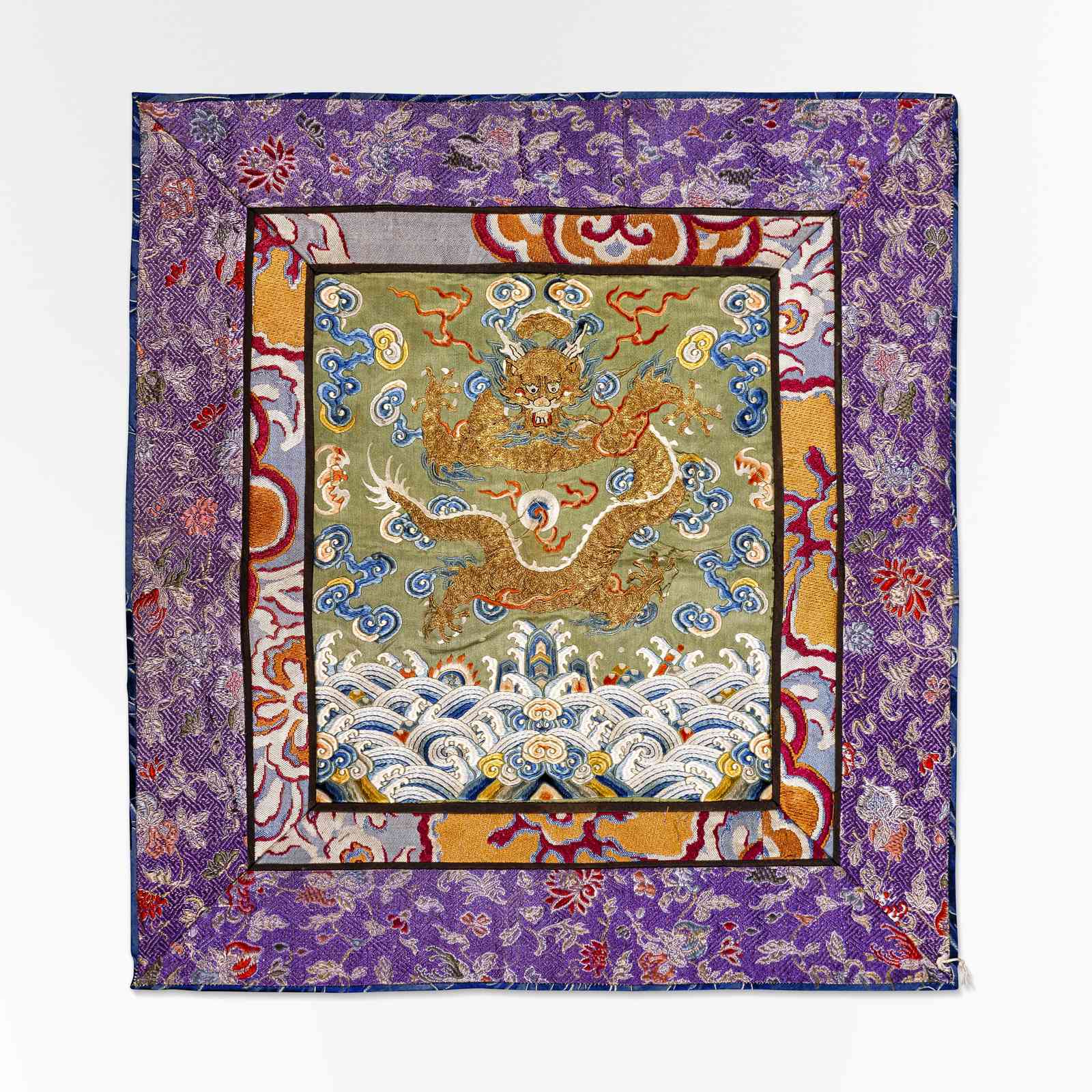 Golden Dragon Waves Silk Wall Art Wall Art