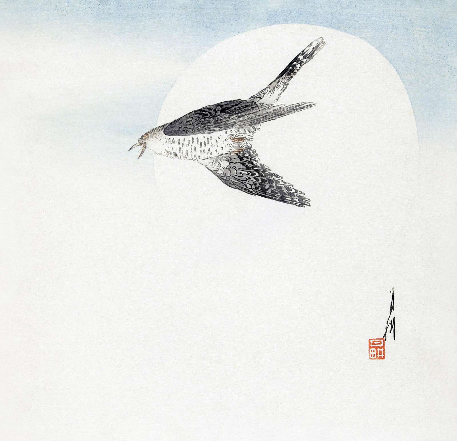 Serene Flight Bird Moon Art Wall Art
