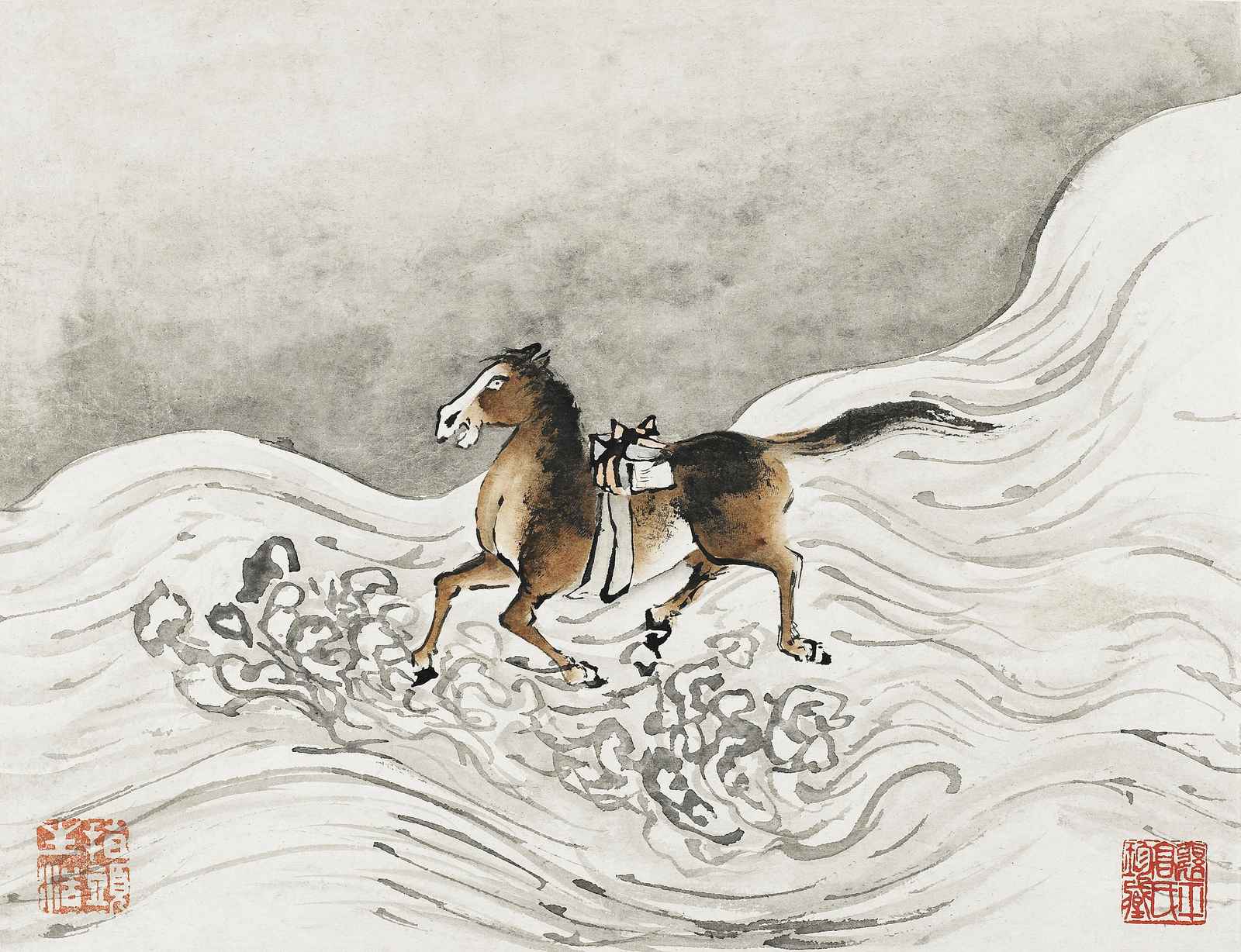 Majestic Horse Through Waves Wall Art