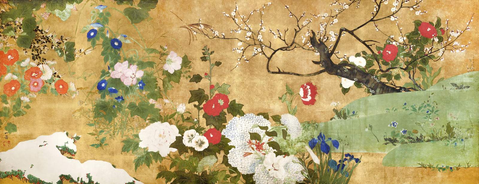 Vibrant Floral Landscape Japanese Art Wall Art