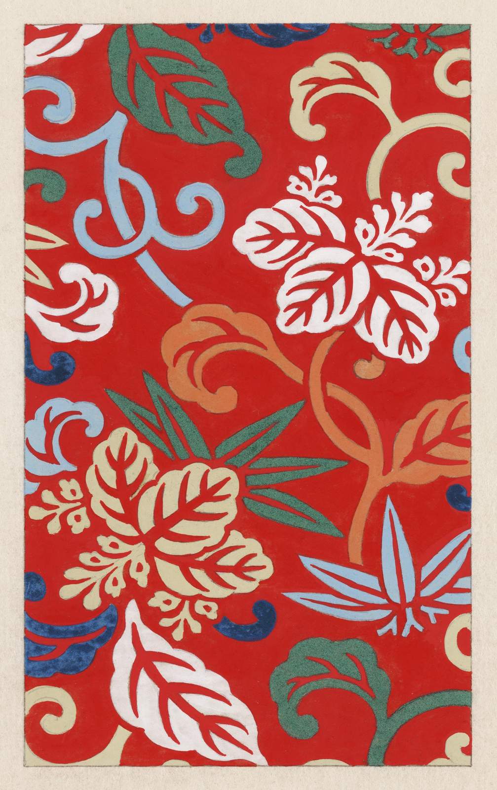 Vibrant Floral Red Japanese Art Wall Art