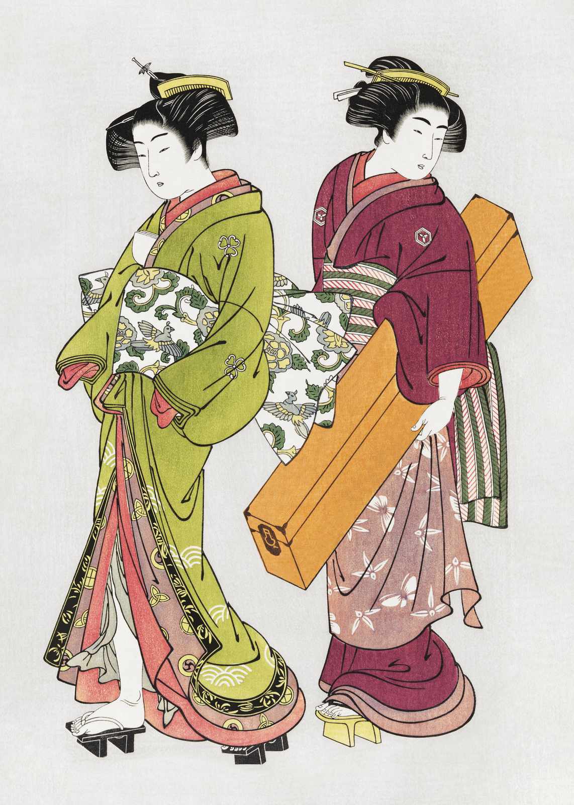 Elegant Geisha Duo with Gift Wall Art