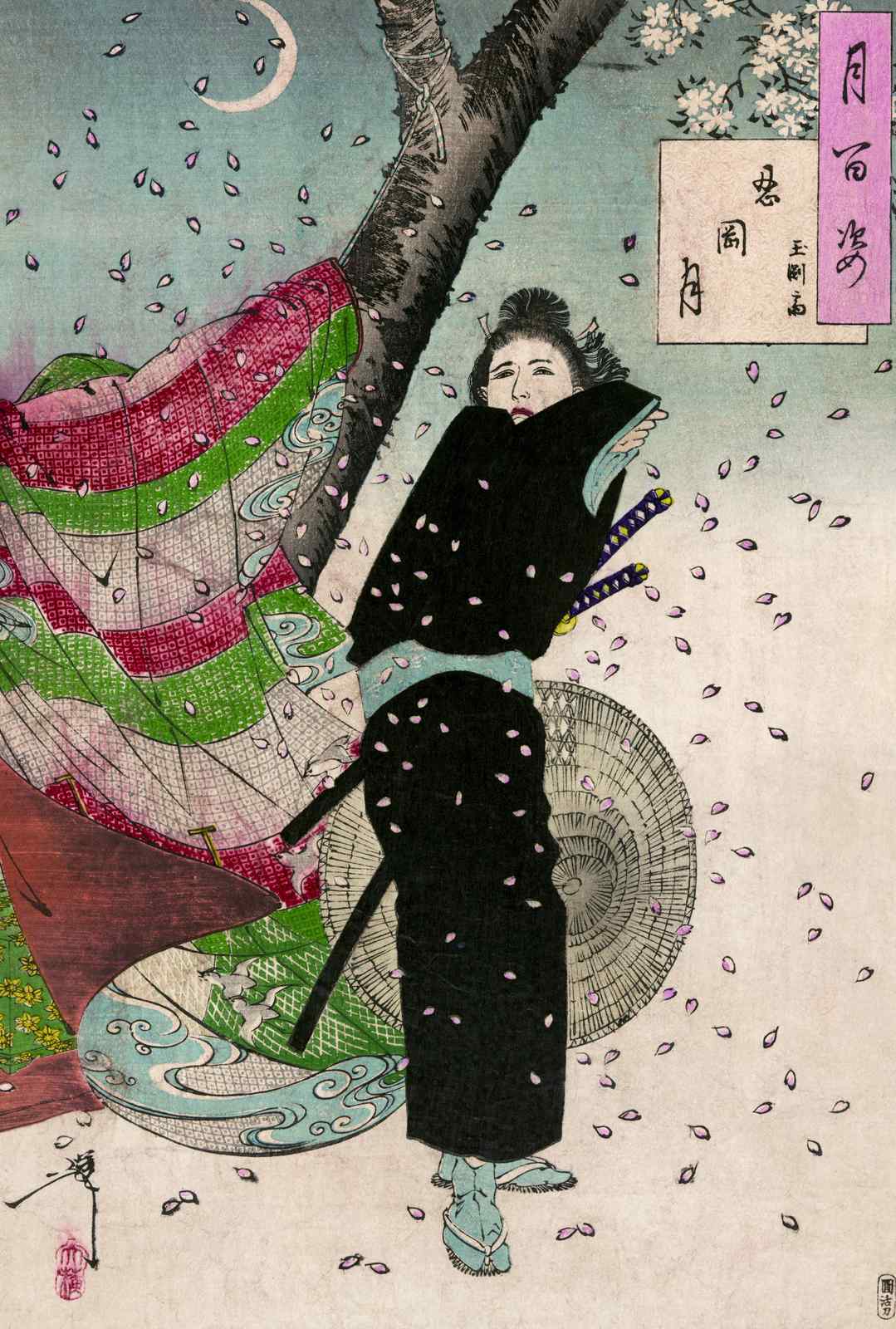 Samurai Warrior Cherry Blossom Wall Art