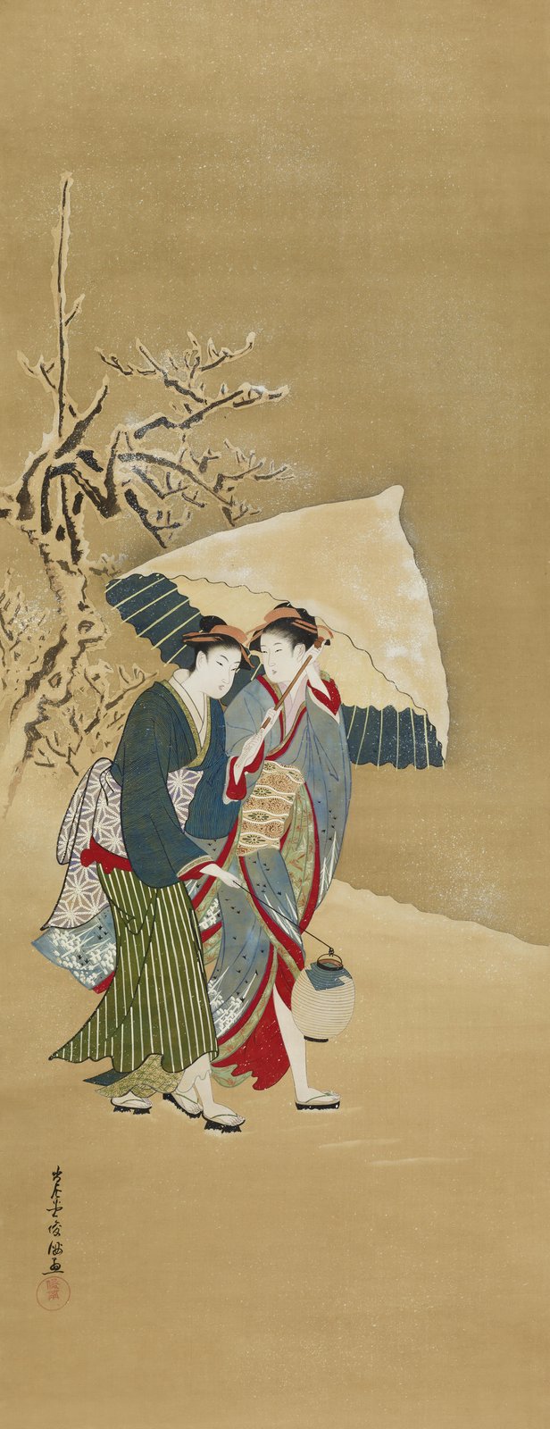 Japanese Winter Scene Women Wall Art