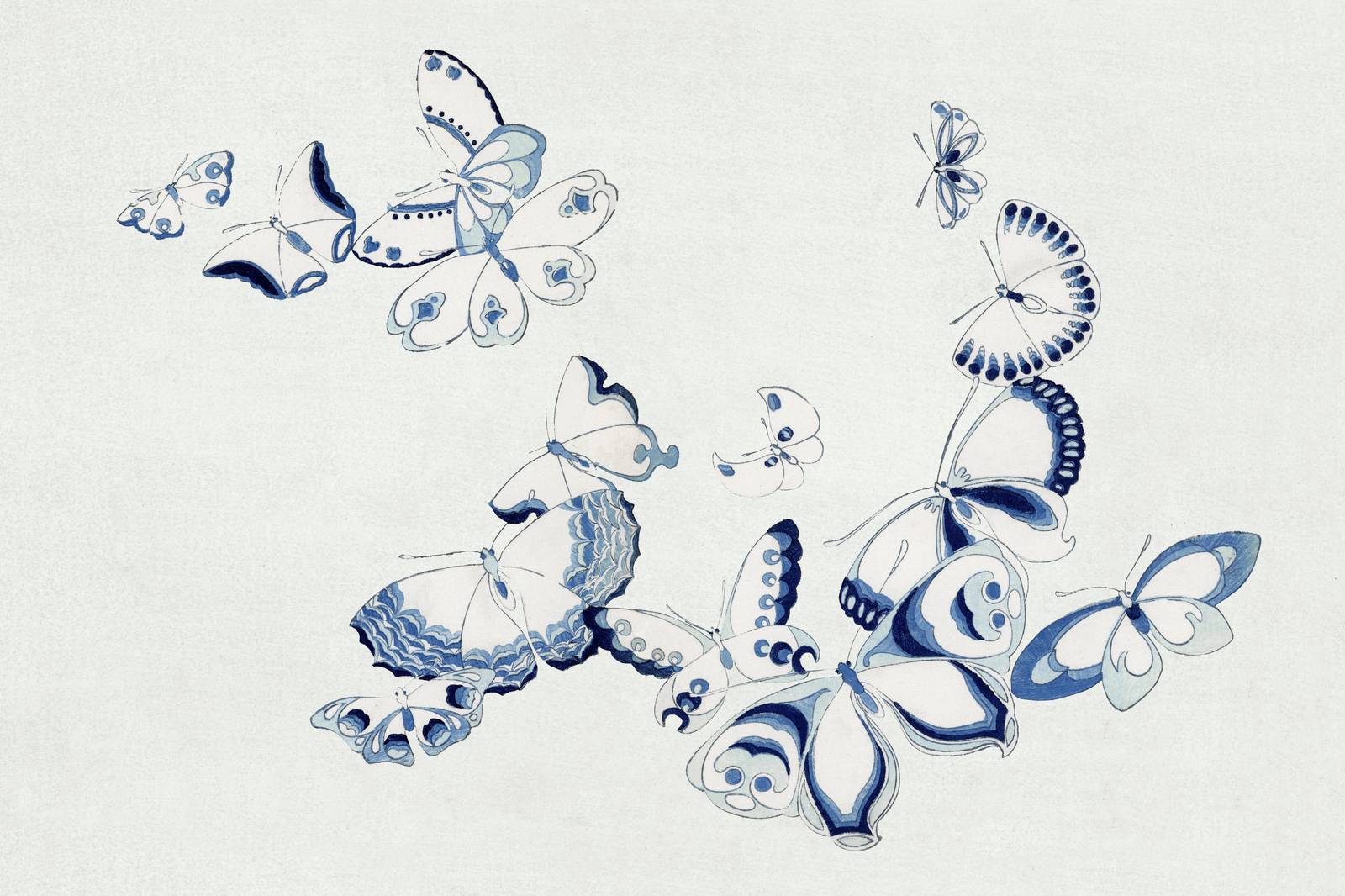 Blue Butterfly Swirl Wall Art