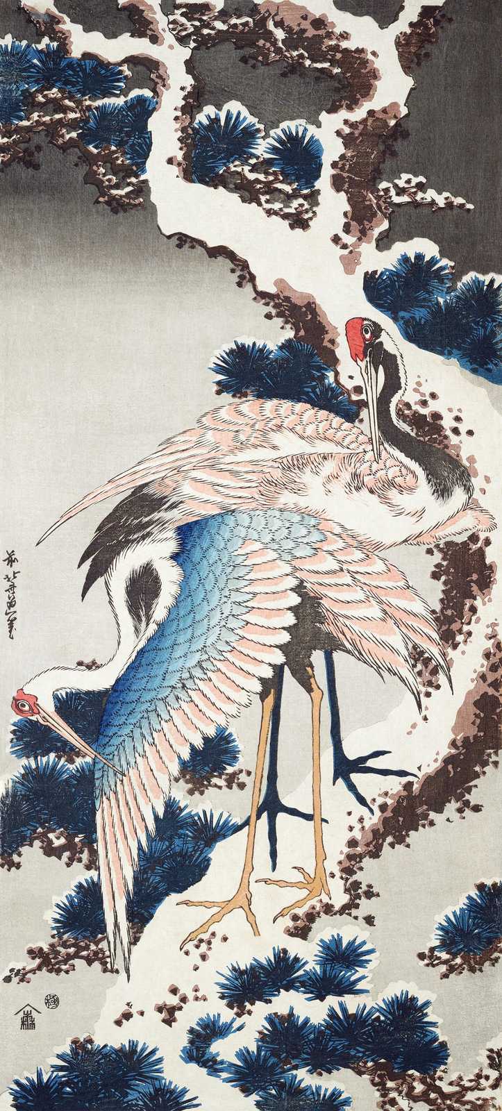 Japanese Cranes Winter Serenity Wall Art