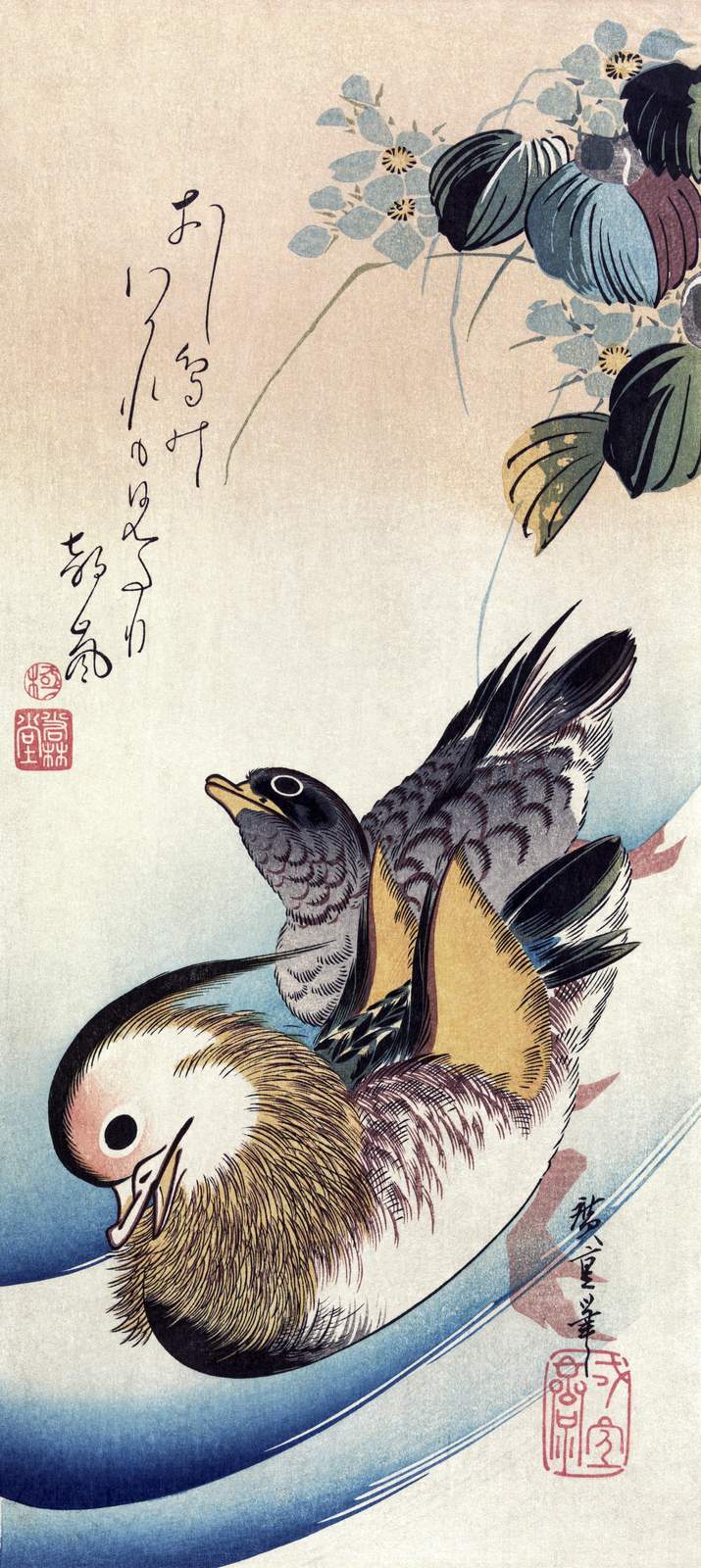 Mandarin Ducks Serene Pond Wall Art
