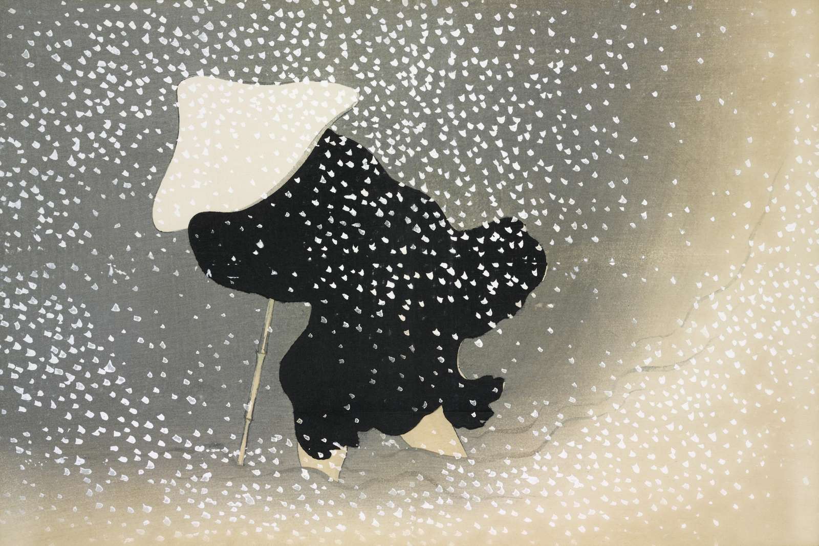 Serene Snowfall Figure Wall Art