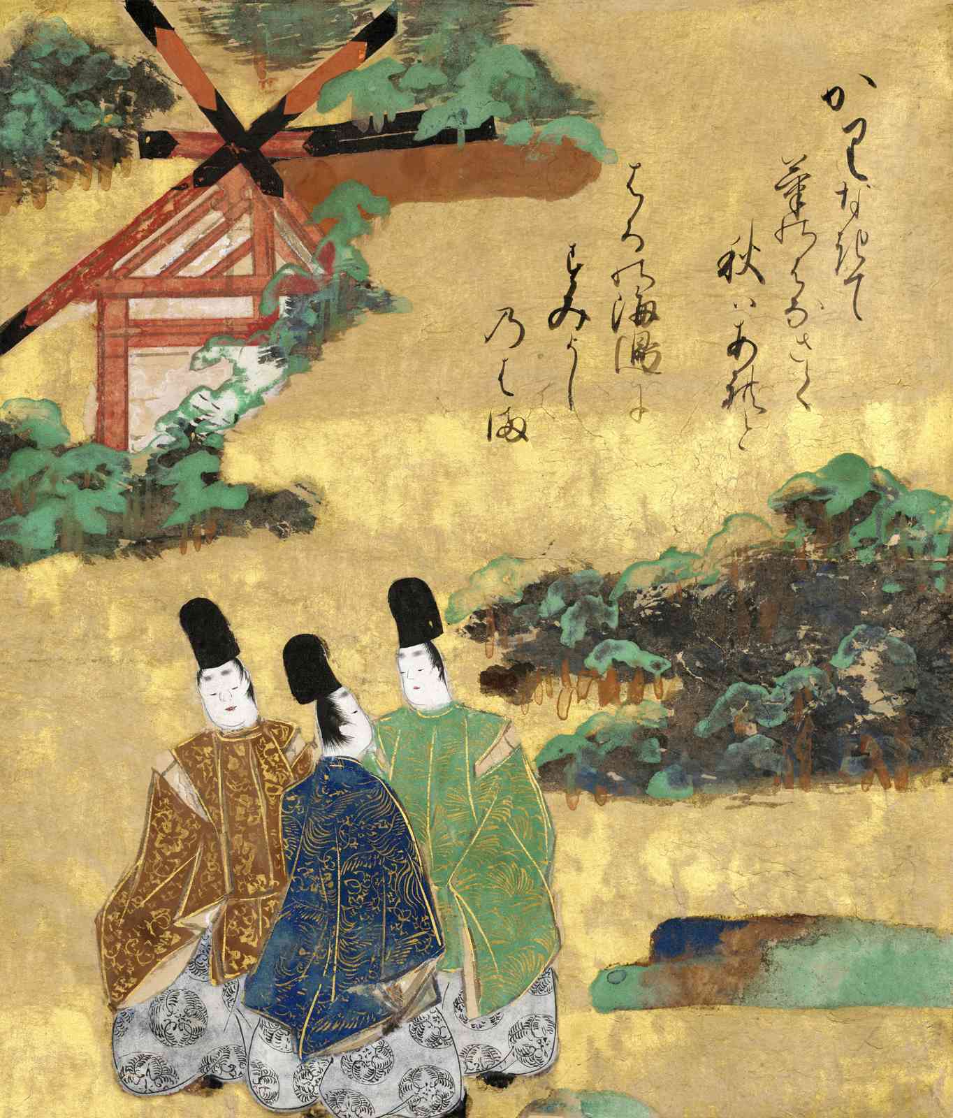 Elegant Courtly Figures Japanese Artwork Wall Art