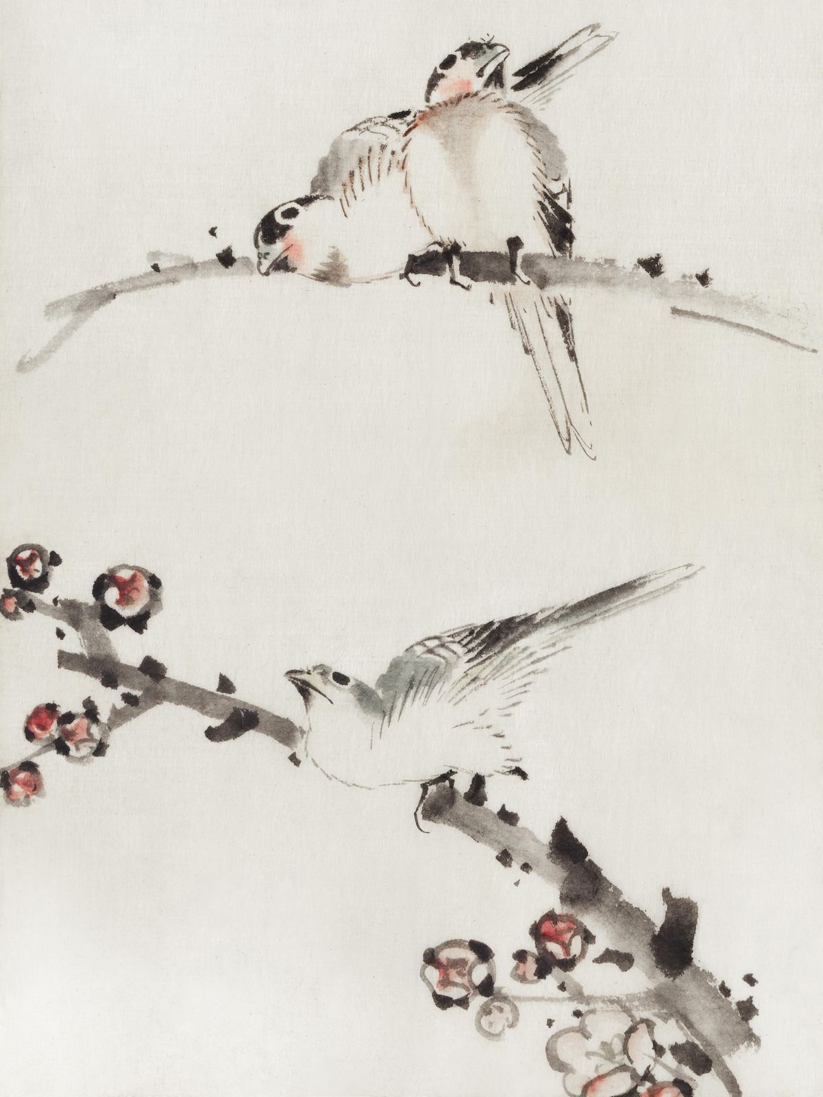 Serene Sparrows & Blossoms Wall Art