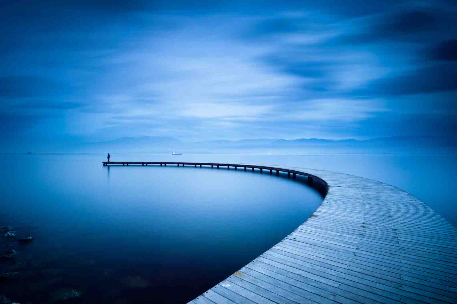 Serene Blue Boardwalk Journey Wall Art