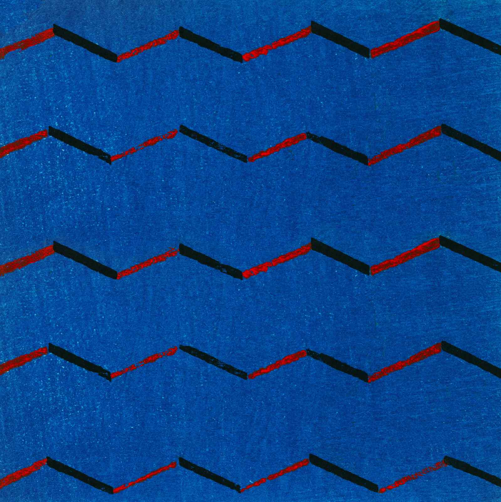 Abstract Blue Zigzag Red Black Wall Art