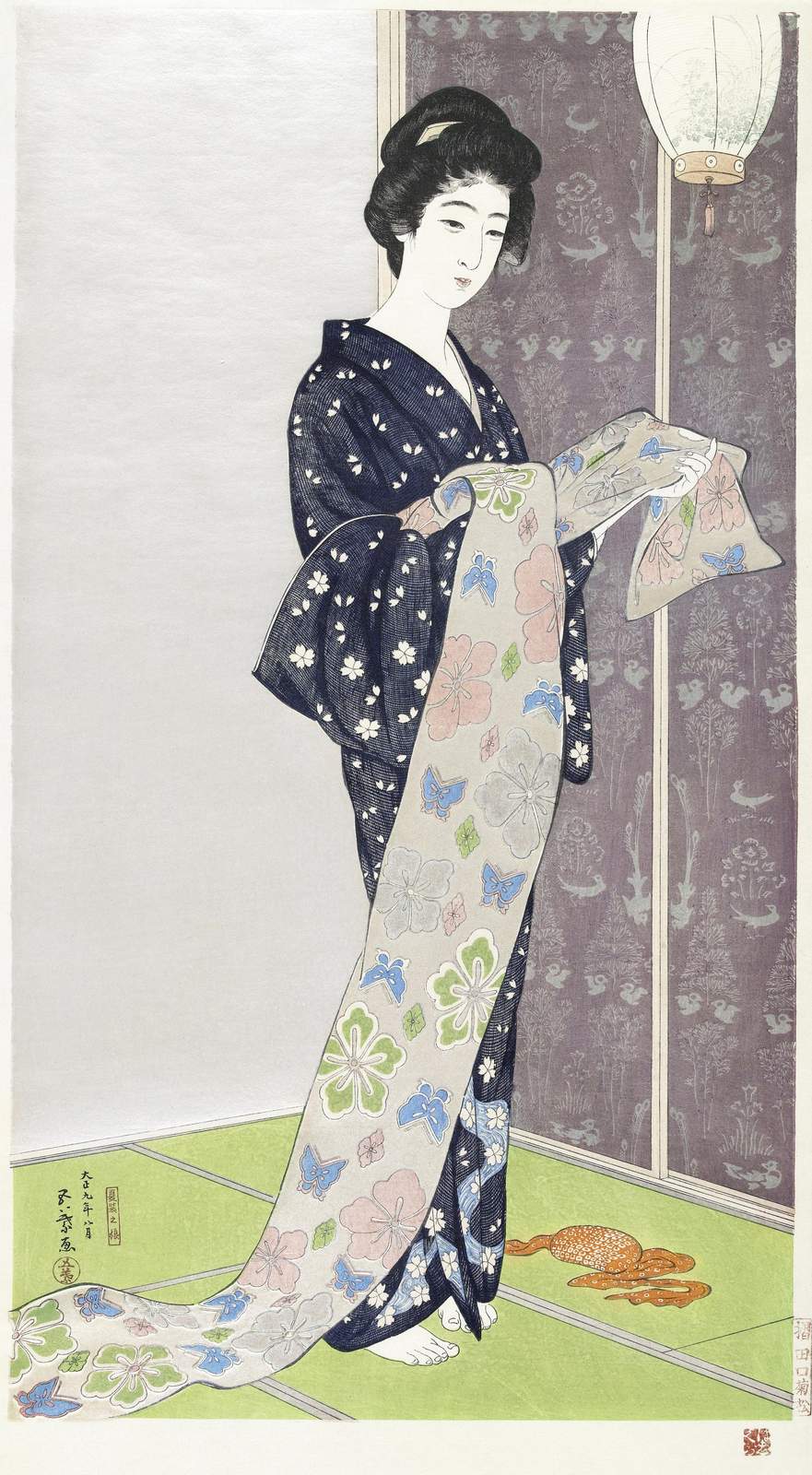 Serene Geisha Kimono Butterfly Floral Wall Art