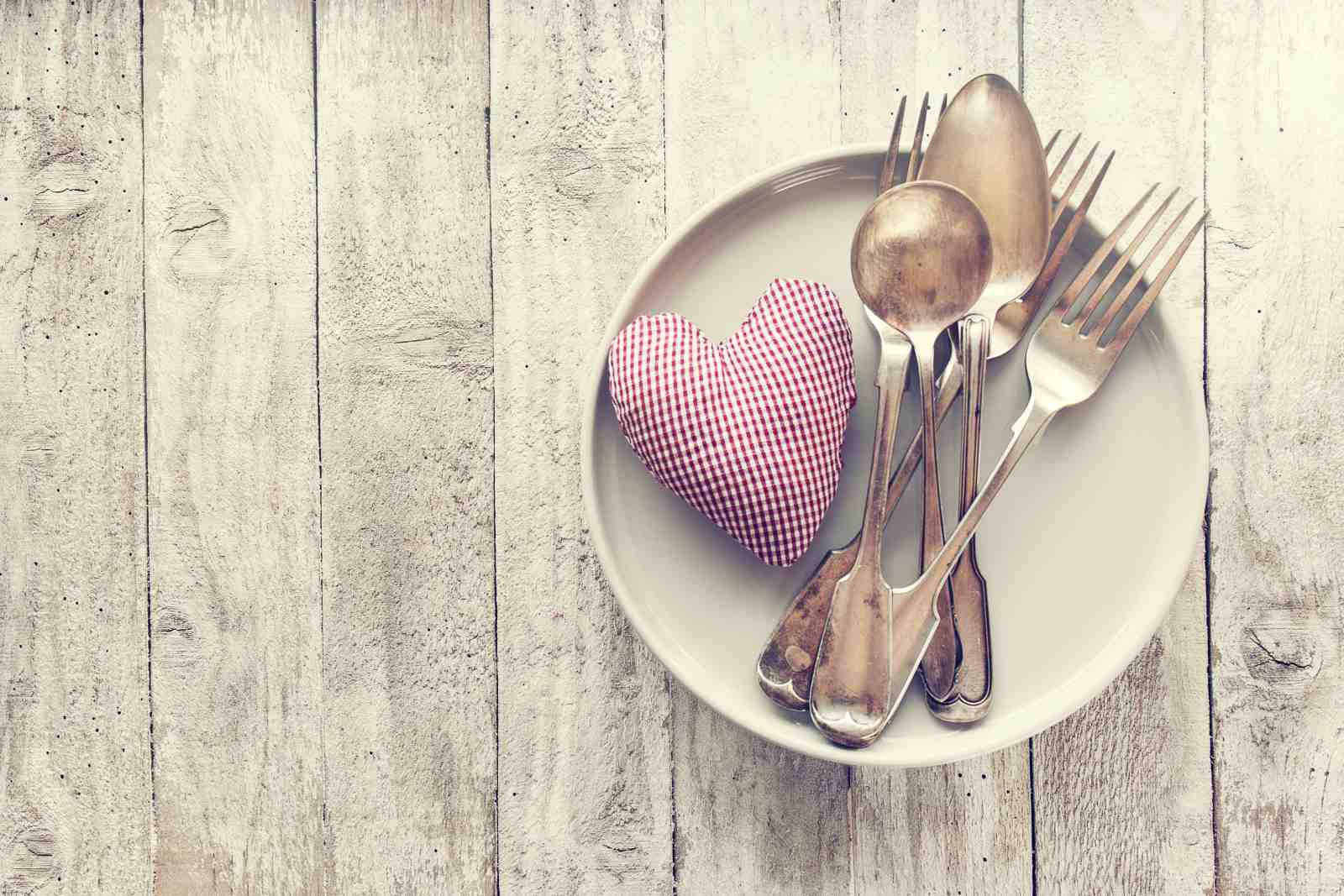 Rustic Heart & Silverware Kitchen Wall Art Wall Art