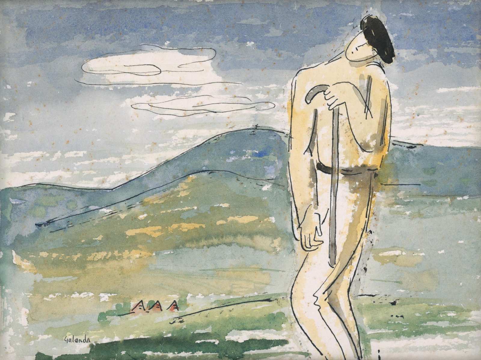 Thoughtful Shepherd Landscape Wall Art