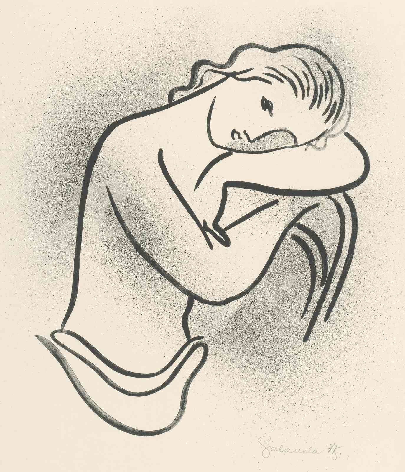 Embrace of Serenity Minimalist Figure Wall Art