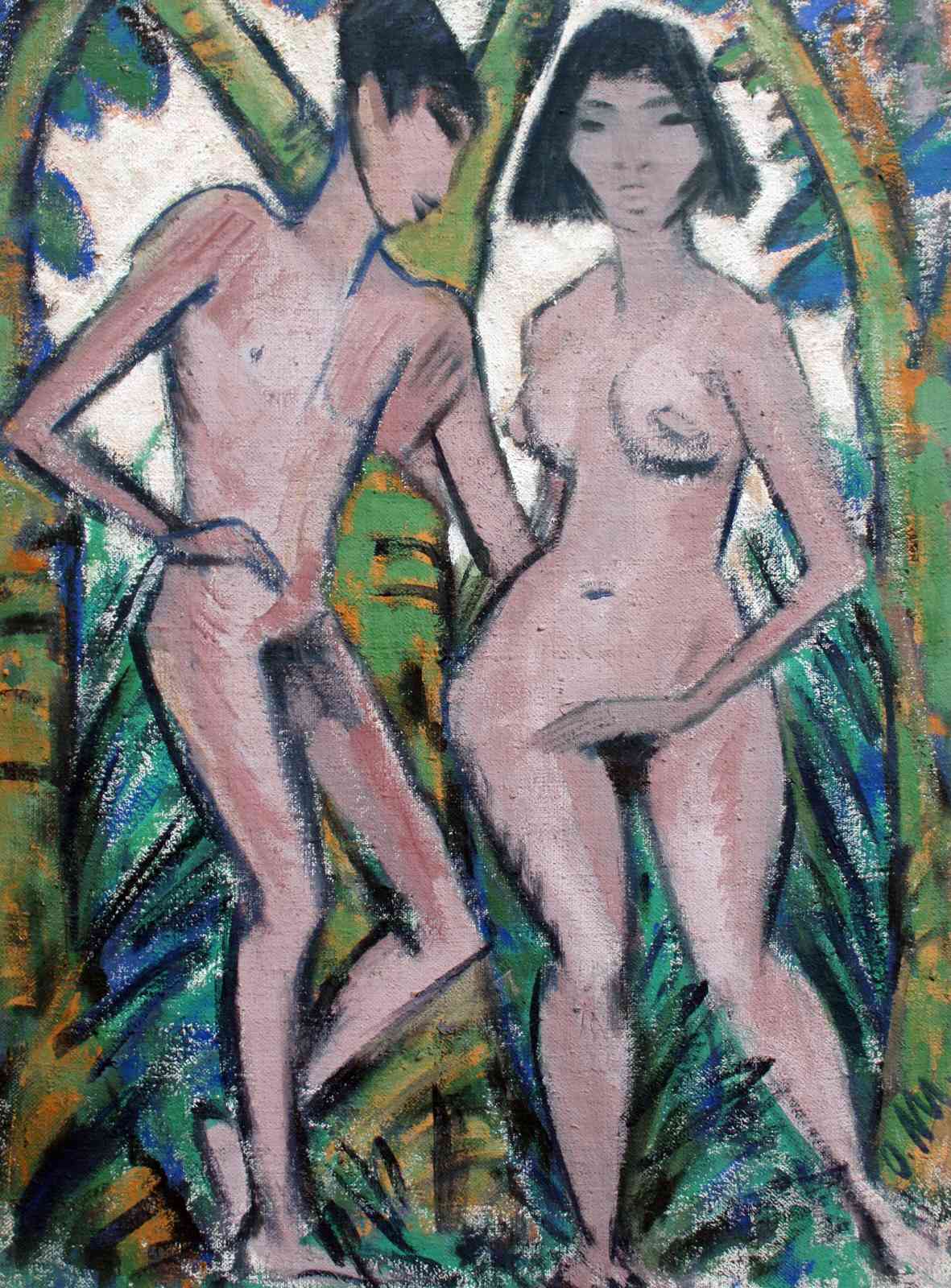 Abstract Nude Couple Wall Art