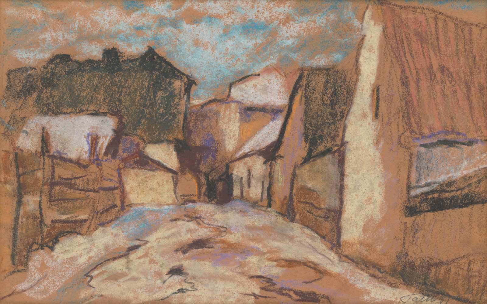 Rustic Village Path Pastel Wall Art Wall Art