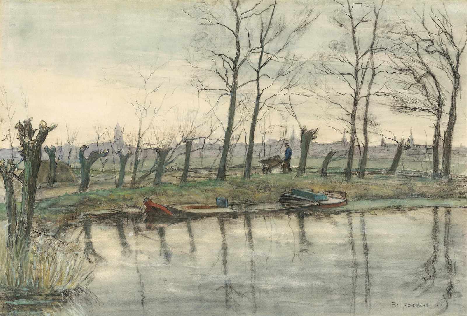 Mondrian Riverside Landscape Wall Art