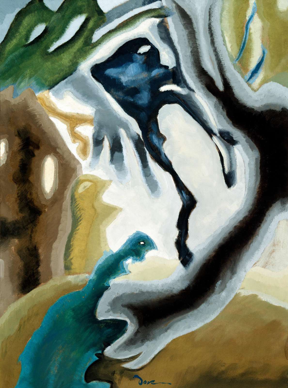 Abstract Blue Bird & Dark Forms Wall Art