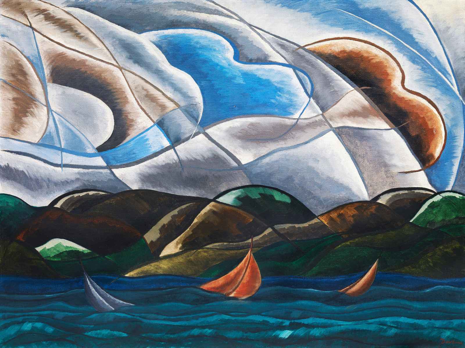 Modern Sailboat Seascape Wall Art