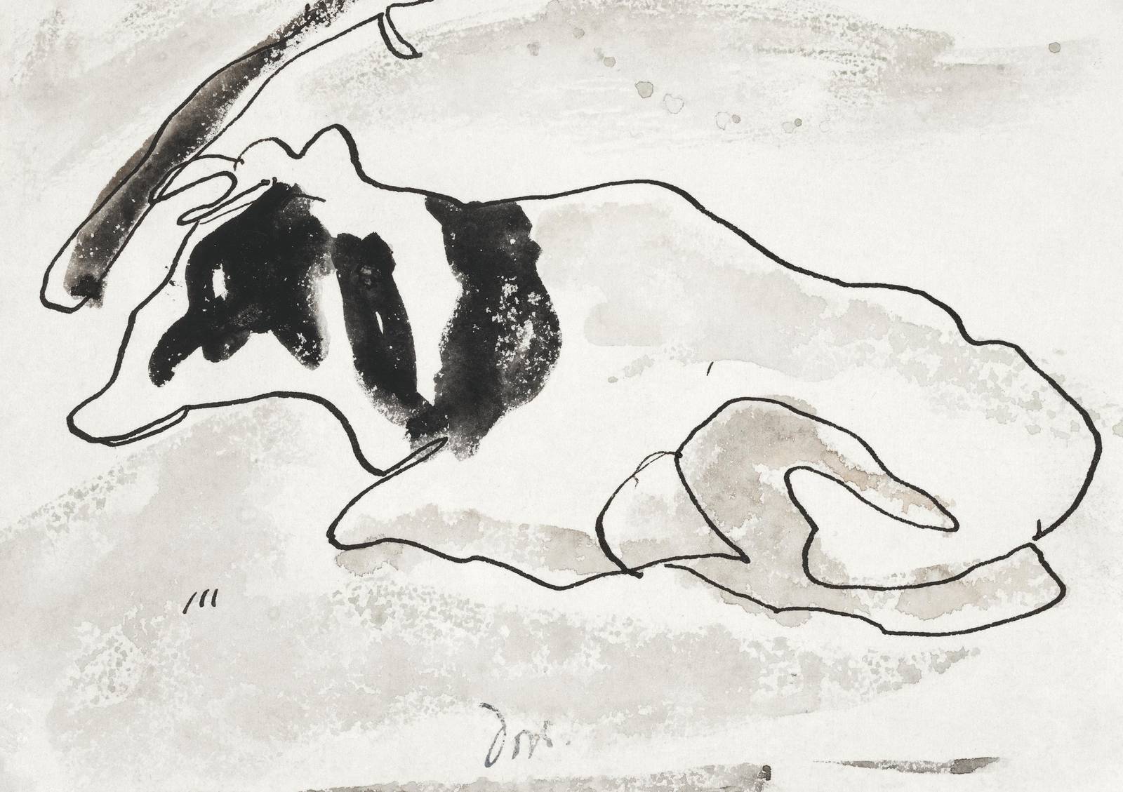 Serene Cow Sketch Minimalist Wall Art