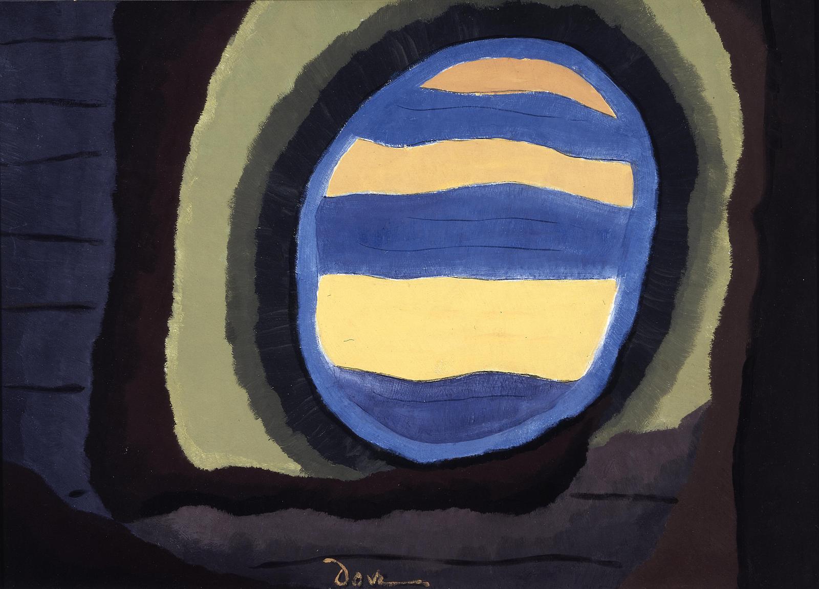 Abstract Blue Yellow Oval Wall Art
