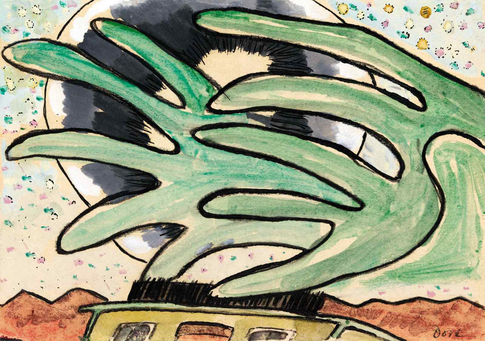 Abstract Green Hand Mid-Century Modern Wall Art