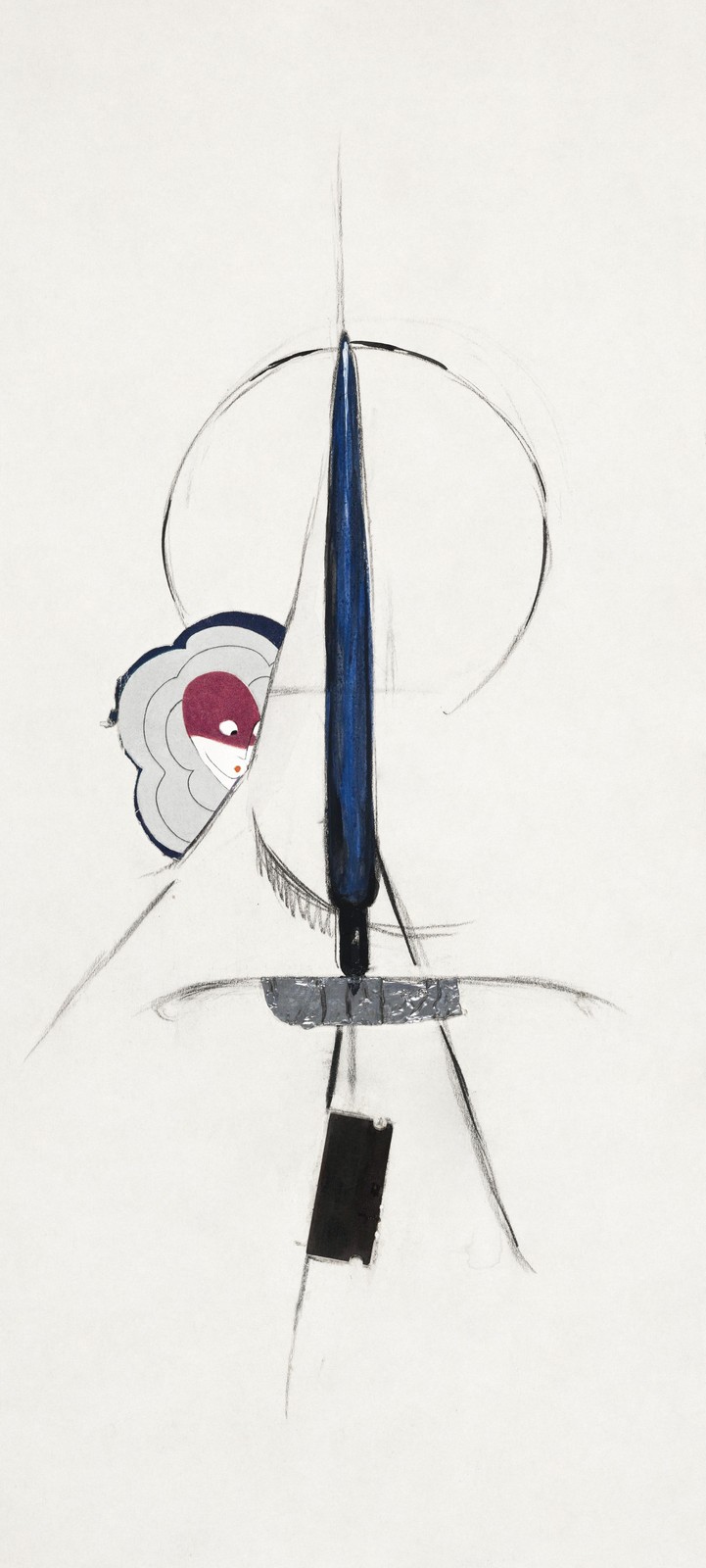 Abstract Blue Figure Sketch Wall Art